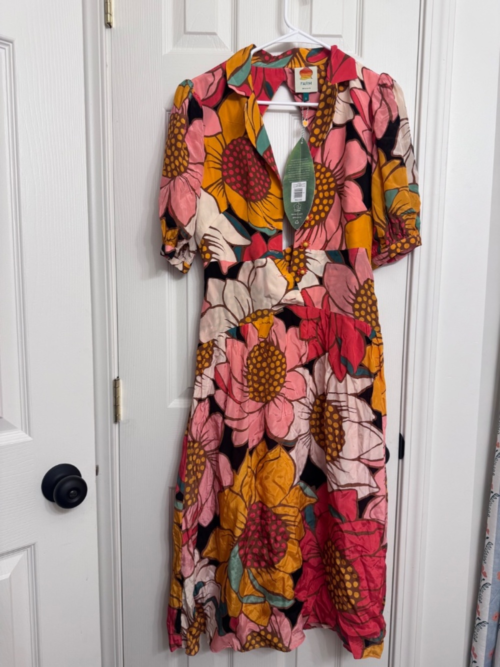 Farm Rio Women’s Colorful Sunflowers Midi Dress - Picture 4 of 5